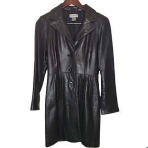 Bebe Y2K Genuine Leather Long Black Jacket S
